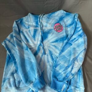 Women's Santa Cruz Skateboards Sky Blue Tie Dye Hoodie size medium